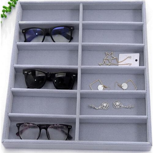 Factory direct new high-grade flannel 10 grid sunglasses display box sunglasses display glasses display props