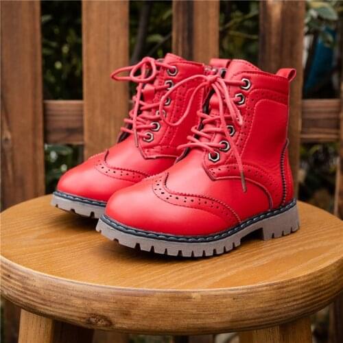 Teens Children Kids Boots For Girls Boys Pu Leather Red School Martin Motorcycle Snow Boots New 5 6 7 8 9 10 11 12 Years old