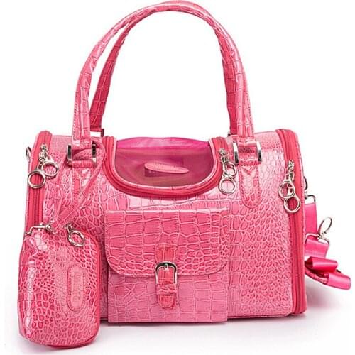 Portable Outdoor Pet Cat Dog Carrier Bag Leather Travel Small Dog Carrying Bag Handbag