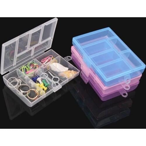 Transparent 6 grid plastic storage box with lid Nail jewelry toy building blocks coin accessories parts desktop utility case