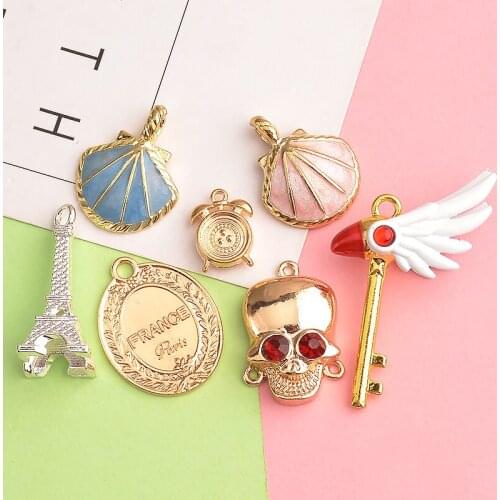 DIY Jewelry Making Alloy Metal Charms Tower Shell Skull Sailor Moon Magic Wand For Women Keychain Accessories Bracelets Charm