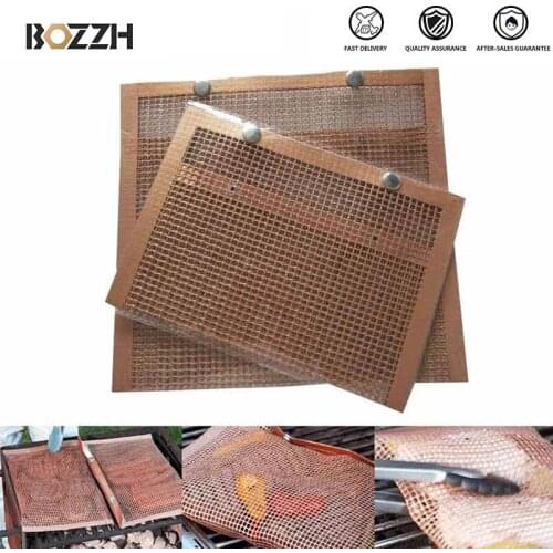 BOZZH Mesh Grilling Bag Non-stick Barbecue Mesh Bag Mat Baking Sheet Meshes Reusable Outdoor Picnic Barbecue Cooking Tools