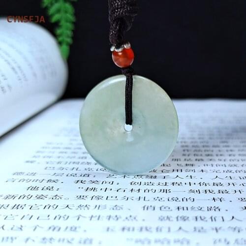 CYNSFJA New Real Certified Natural A Grade Emerald Jade Lucky Amulet Peace Buckle Jade Pendant Ice Green High Quality Best Gifts