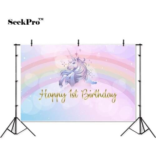 Thin vinyl happy birthday unicorn kids baby children photo Backgrounds Printed Professional indoor Photographic studio Backdrop