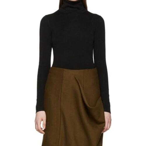 Women Sweater Autumn and Winter New Merino Wool High Collar Solid Color Bottoming Slim Shirt Sweater