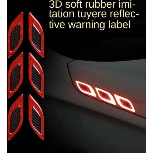 2pcs Carbon Fiber Warning Sticker Car Decoration Anti-collision Strip Fender Imitation Tuyere Reflective Sticker