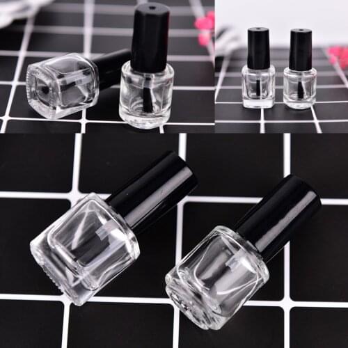 2019 New 5ML Empty Glass Nail Polish Bottle Transparent With A Lid Brush Empty Cosmetic Square Nail Oil Glass Bottles Containers