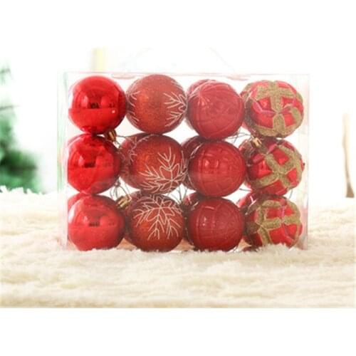 24pcs/set Christmas Balls Tree Decoration 6cm Gold/Sliver Powder Bright Painted Balls xmas Decorations Hanging Tree Pendants