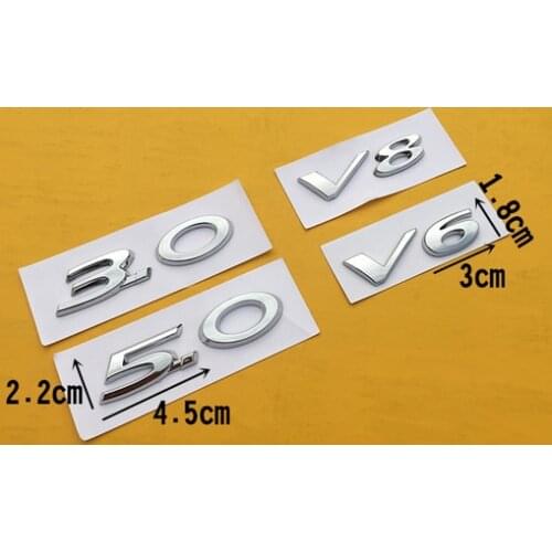 3D V6 V8 3.0 5.0 Auto Stickers Meta Shape Chrome Badge Emblem Decal Motorcycle Modified Car Accessories