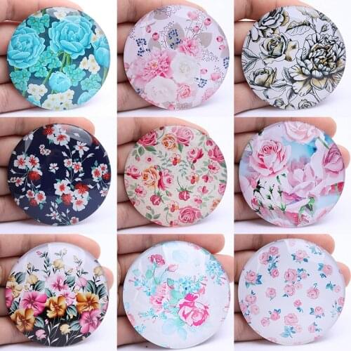 40pcs Handmade Floral photo Glass Cabochons 12mm diy earrings jewelry making findings