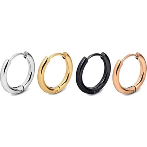 5Pcs/lot Punk Mini Small Round Circle Hoop Earrings 2.5mm Thick For Women Men Glossy Earrings Male Ear Bone Buckle