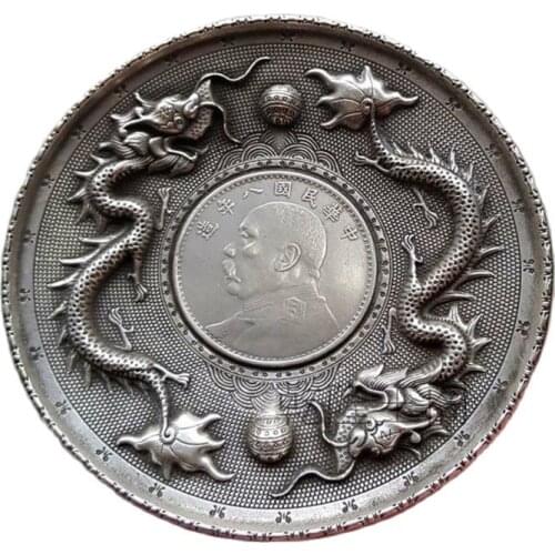 Antique The Republic of China period in ancient China dragon pattern plate