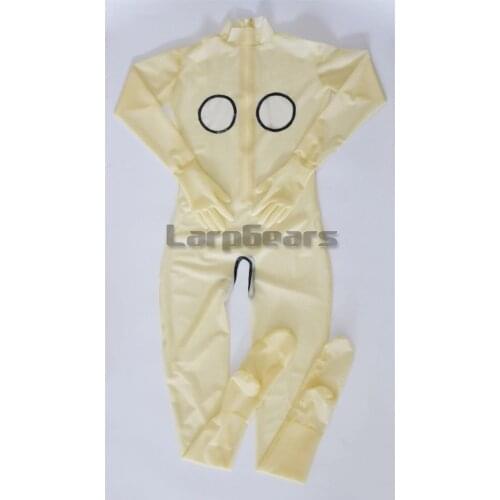 Free shipping !! Handmade women transparent latex catsuit with socks