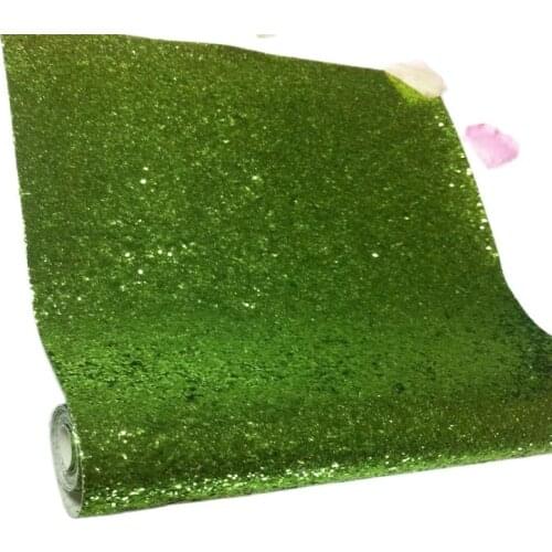 Lime green glitter fabic wallpaper,pu glitter leather and decorative wallpaper