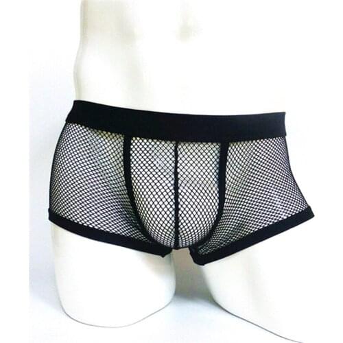 Low Waist Sexy Men Boxers Transparent Gauze Boxers Fishing Net U Convex Design Mens Underwear Boxers Gay Pants