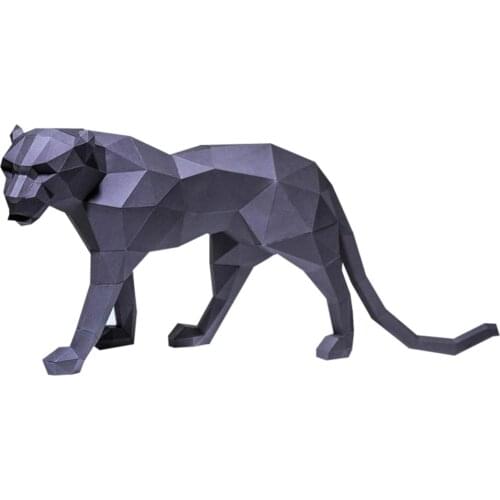 DIY 3D Panther Statue Modern Abstrac Animal Figurine Desktop Office Leopard Sculpture Crafts Decoration Gift Home Decor