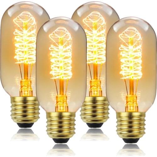 4 Pack T45 LED Bulb 2700K Vintage Retro Edison Filament Bulb 40W E27/E26 Base AC220V/110V Glass Bulb Amber Color Light Bulbs