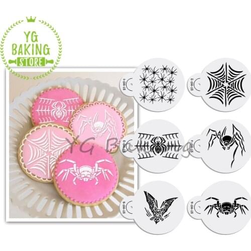 Dorica 2 Size 6 Pcs/Set Halloween Spider & Cobweb Series Design Cookie Cake Stencils Cake Pastry Tool Kitchen Accessories