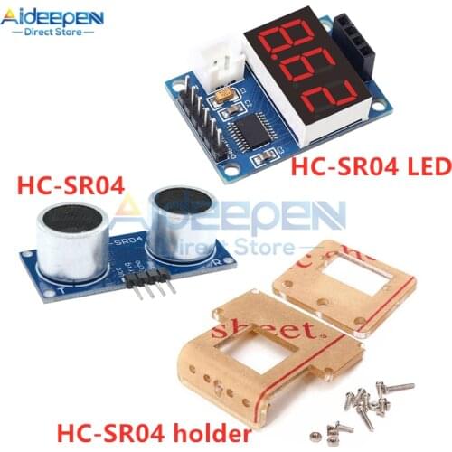 HC-SR04 HCSR04 Red LED Ultrasonic Wave Detector Ranging Module Distance Sensor With HC SR04 Holder For Arduino
