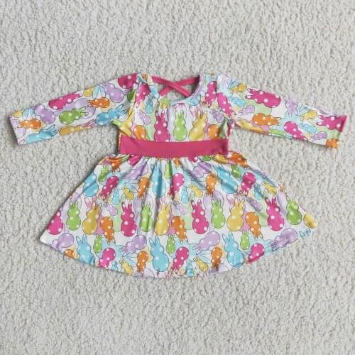 2021Hot Sale RTS wholesale Baby Toddler Girls Colorful Designer Clothes Boutique Short Sleeve Dresses Cute Summer Outfits
