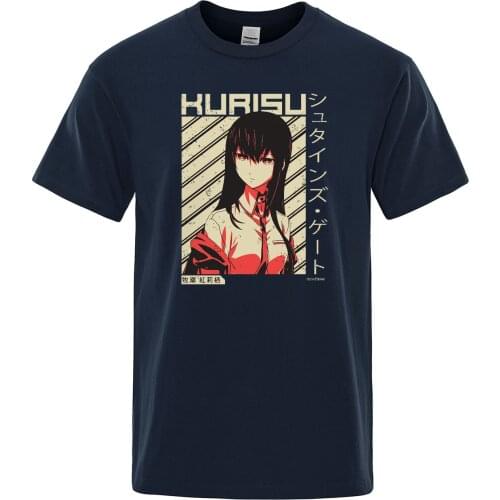 Makise Kurisu New Arrival Summer Punk Rock Men T-Shirt Male Cotton Casual T Shirts Steins Gate Tops Japanese Anime Streetwear