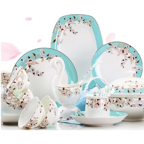 Fashion 2021 Home European Bone China Tableware Set Dishes Tableware Combination Rice Bowl Western Gifts Dinnerware Rice Bowls