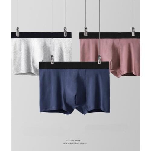 TJ-TianJun Mens Cotton Flat Underwear Solid Color Middle-Waisted U-Shaped Design Large Size Traceless Breathability Boxer Short