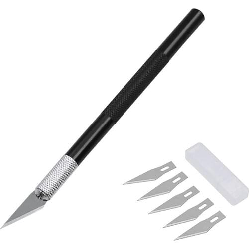 Non-Slip Metal Scalpel Knife Tools Kit Cutter Engraving Craft knives + 5pcs Blades Mobile Phone PCB DIY Repair Hand Tools