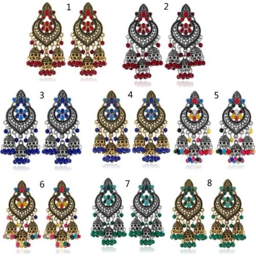 2019 NEW 1 Pair Retro Indian Bollywood Kundan Jhumka Jhumki Drop Earrings Gypsy Fashion Jewelry