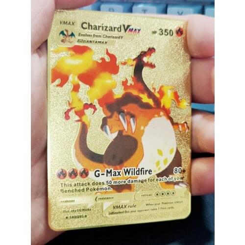 New Pokemon Flash Gold Metal PV French GX V Vmax Game Battle Collection Collectible Card Childrens Toy Birthday Gift
