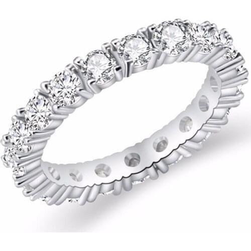 Luxury Brand Jewelry White Color Inlay Cubic Zirconia Unique Shaped Ring for Women Wedding Engagement Size