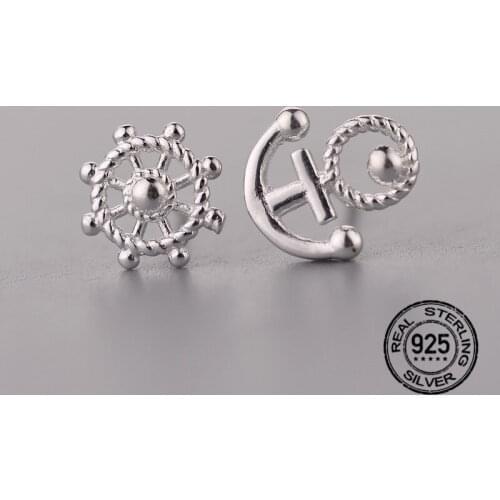 S925 Silver Stud Anchor Earrings For Women New Personality Korea Fashion Simple Design Lady Student Present Party Jewelry INEFFA