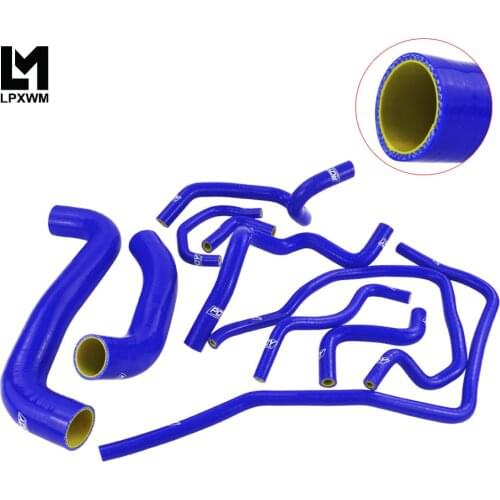 Blue & yellow 10PCS Silicone Radiator Cooling Hose for 2001-2006 Subaru Impreza WRX 2.0T EJ205 EJ20 GDB GD With logo