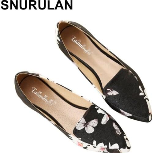 SNURULAN Leather Woman Casual Slip on Shoes for Women 2021 Loafers Butterfly Black Designer Boat Shoes Flat Shoes Women Zapatos