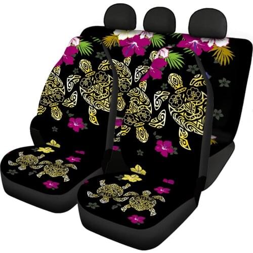 Upetstory Unique Flower Hawaiian Tribal Sea Turtle Print Car Seat Covers Universal Fit Front Seat Back Seat Cushion Protector