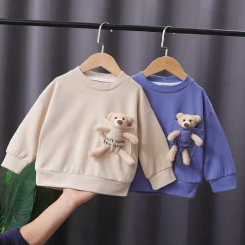 Spring Autumn Toddler Baby Girls T-shirts Sweater Boys Long Sleeve Tops Kids Sweatshirt Bear T Shirts Sport Children Clothing