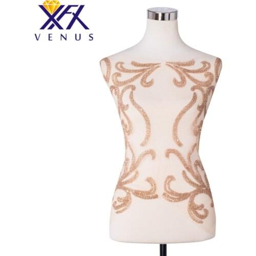 XFX VENUS Unique Pure Handmade Beaded Rhinestones Embroidery Patch Beads Applique Fabric Patch DIY Handcraft Apparel