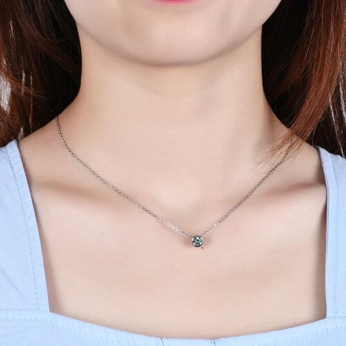GEMS BALLET 100% 925 Sterling Silver Wedding Party Fine Jewelry 0.5ct Green Moissanite Rose Gold Pendant Necklace For Women
