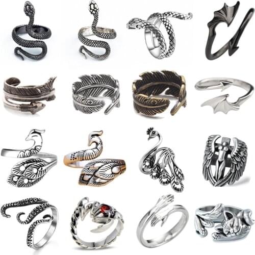 1 Pcs Stereoscopic New Retro Punk Exaggerated Snake Ring Fashion Personality Snake Opening Adjustable Ring Jewelry as