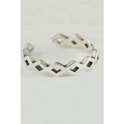 YPAY 100% 925 Sterling Silver Toe Ring for Women Vintage Geometric Opening Adjustable Rings Wedding Fine Jewelry YMR417