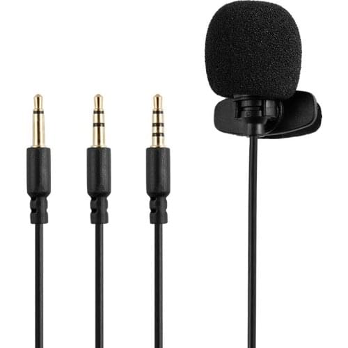 1.5M Mini Clip-on Lapel Lavalier Microphone Omnidirectional Condenser Mic For Mobile Phone PC Laptop