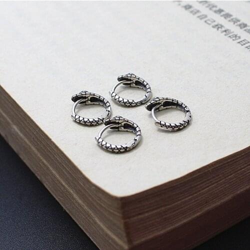 1PC Personality Simple Snake Earrings Domineering Mens Silver Color Earrings Punk Mens Womens Motorcycle Party Jewelry