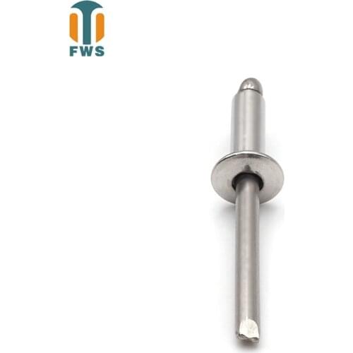 100 PCS M4.8 20-35mm DIN EN ISO 15983 GB /T 12618.4 Stainless Steel Open End Blind Rivets Pop Rivets With Protruding Head