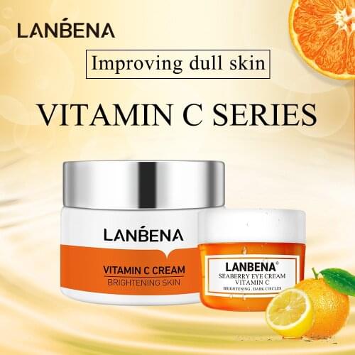 LANBENA VC Face Cream Eye Cream Whitening Nourish Brighten Improving Dull Skin Moisturizing Refreshing Fade Dark Circles 2pcs