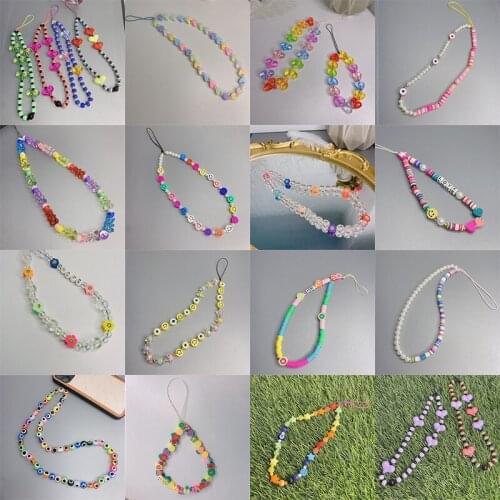 2021 Summer Colorful Mobile Phone Chain Lanyards for Women Resin Candy Color Bear Phone Lanyard Wrist Chain for Phone Holder