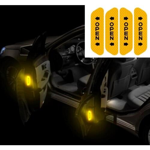 4pcs Car Door Safety Warning Mark Car Reflective Sticker Decal for Peugeot RCZ 206 207 208 301 307 308 406 407 408 508 2008-6008