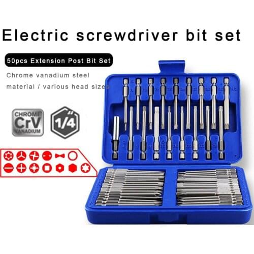50pcs 75mm Extra Long Reach Bit Set Security Screwdriver Bits Torx Star Hex Spline Brocas Destornillador Parafusadeira