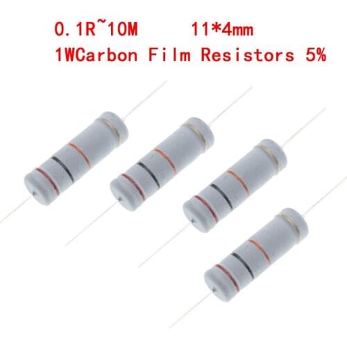 500PCS 1W Carbon Film Resistors 5% Ring Power Resistor 0.1~10M 2 4.7 10R 22 33 47 68 100 220 360 470 1K 2.2K 10K 22K 4K7 100KOhm