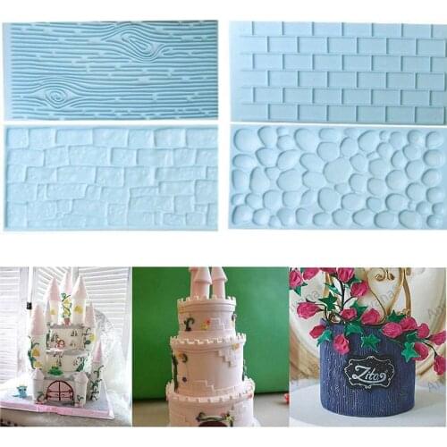 6pcs/Set Bark Brick Flower Cake Border Decoration Mould For Baking Texture Fondant Mold Pastry Baking Accessories Cake Tools