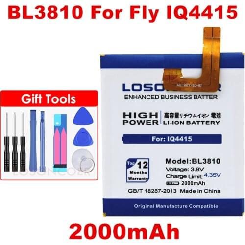 LOSONCOER 2000mAh Replacement BL3810 Battery For Fly IQ4415 Quad BL 3810 Bateria Batterie Cell Phone Batteries Free tools